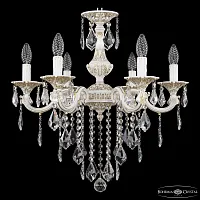 Люстра подвесная AL78101/6/175 B WMG Leafs Bohemia Ivele Crystal без плафона на 6 ламп, основание патина золотое белое в стиле классический leafs Люстра подвесная AL78101/6/175 B WMG Leafs Bohemia Ivele Crystal без плафона на 6 ламп, основание патина золотое белое в стиле классический leafs